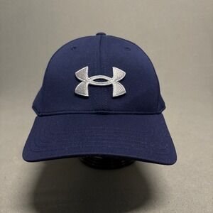 Under Armour Mens Blitzing Hat Cap Adjustable Closure Navy‎ Blue Fitted Baseball